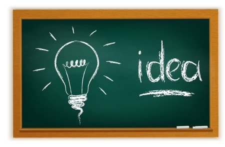 idea chalk word with light bulb